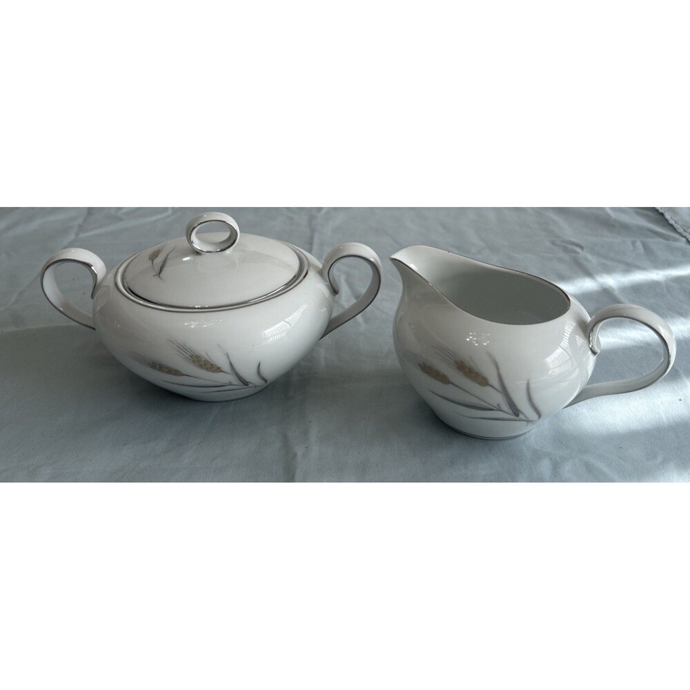 Vintage Fashion Manor "Lea" Fine China Sugar Bowl with Lid & Creamer Japan